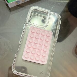 Clear and Pink Phone Case with grip